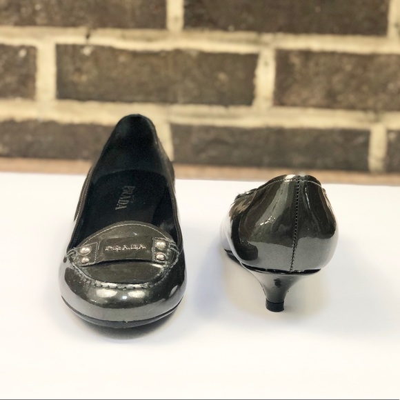 Prada | Patent Leather Kitten Heel Loafers 6.5 - Picture 5 of 8